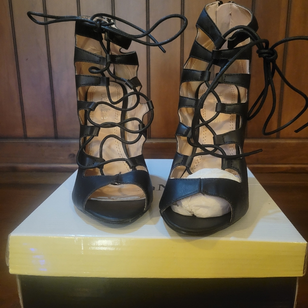 Belle Marie Black Strappy Women's Heels